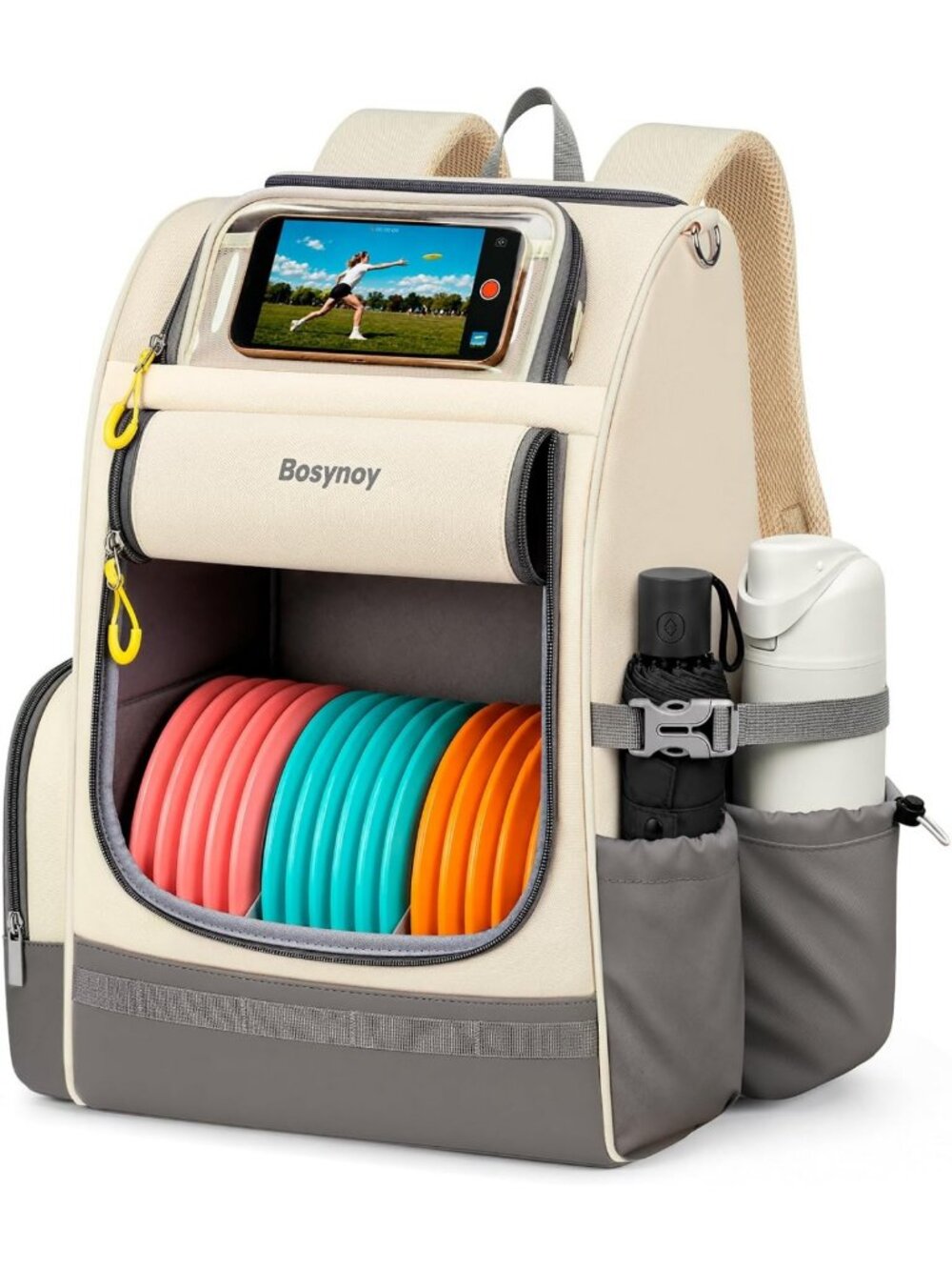 Versatile Disc Golf Backpack with Clear Phone Holder & Insulated Pocket - Cute